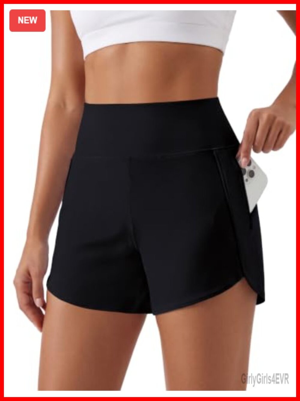 Women's High Waisted Running Shorts 3.5" Invisible Pockets Dolphin Hem